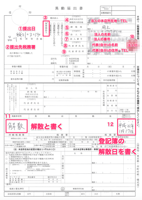 合同会社 一人法人 の解散異動届・確定申告書を自分で書く方法【税務署で確認済】 つみたてシータ